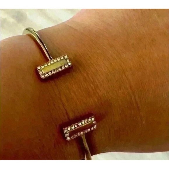 Kate Spade New York Gold Tone Pave Crystal Bar Cuff Bracelet - Picture 3 of 7